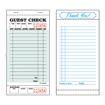 Alliance Imaging Products Guest Checks, Green Bond, 50 Checks/Pad, 50 Pads/CT