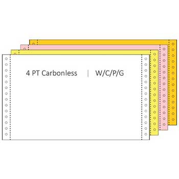 Alliance Imaging Products Premium Carbonless Computer Paper, 20 lb, 4-Part, Perforated, 9.5&quot; x 11&quot;,  White/Canary/Pink/Gold, 900 Sheets/Carton