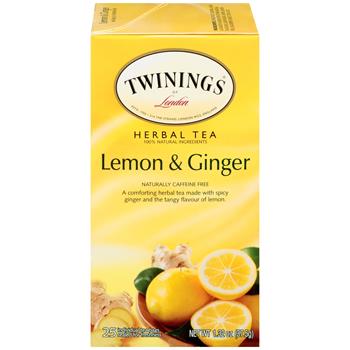 TWININGS&#174; Tea Bags, Lemon Ginger, 25/BX