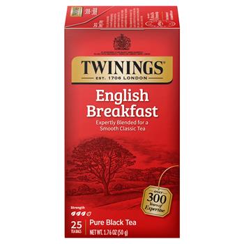 TWININGS Tea Bags, English Breakfast, 25/BX