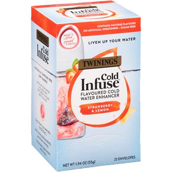 TWININGS&#174; Cold Infuse™ Strawberry &amp; Lemon Cold Water Enhancer, Individually Wrapped, 1.94 oz, 22/BX