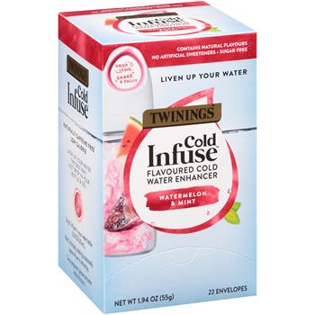 TWININGS Cold Infuse™ Watermelon &amp; Mint Cold Water Enhancer, Individually Wrapped, 1.94 oz, 22/BX