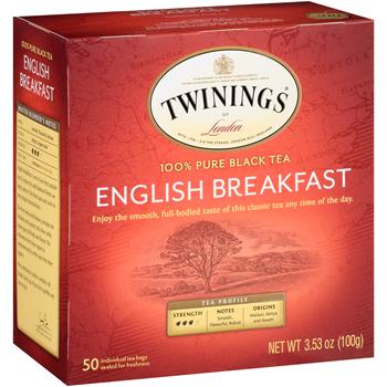 TWININGS Tea Bags, English Breakfast, 50/BX