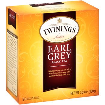 TWININGS Tea Bags, Earl Grey, 50/BX