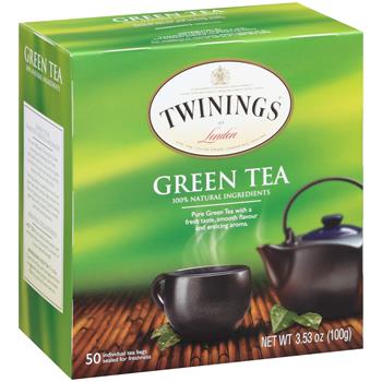 TWININGS Tea Bags, Green Tea, 50/BX, 6 BX/CS