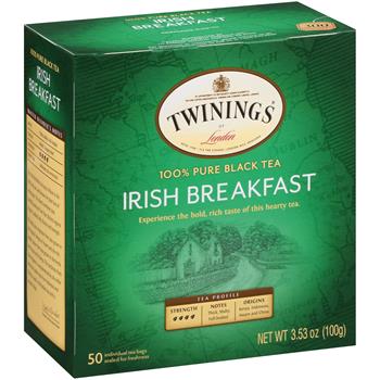 TWININGS Tea Bags, Irish Breakfast, 50/BX