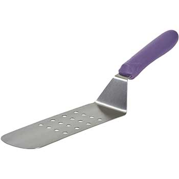 Winco Perf Flexible Turner w/Offset, Purple PP Hdl, 8-1/4&quot; x 2-7/8&quot;Blade, AllergenFree