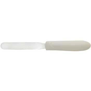 Winco Bakery Spatula with White Handle, 4&quot; x 3/4&quot; Blade