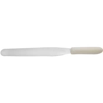 Winco Bakery Spatula with White Handle, 10&quot; x 1 3/8&quot; Blade