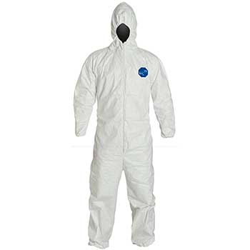 DuPont Tyvek&#174; 400 Hooded Coveralls, Elastic Wrists and Ankles, White, Medium, 25/CS