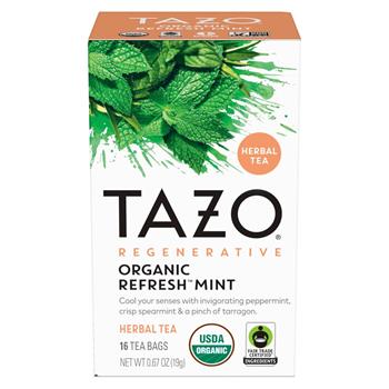 Tazo Regenerative Organic Tea Bags, Fresh Mint, 0.67 oz, 16 Tea Bags/Box