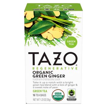 Tazo Regenerative Organic Tea Bags, Green Ginger, 1.23 oz, 16 Tea Bags/Box