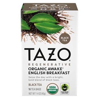 Tazo Regenerative Organic Tea Bags, Awake English Breakfast, 1.4 oz, 16 Tea Bags/Box