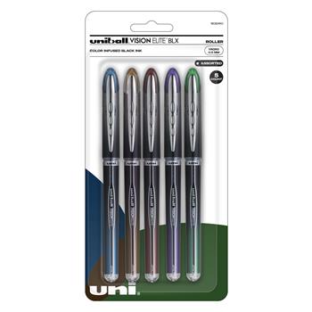5 Count 0.5mm Rollerball Pens Micro Point Assorted Colors 