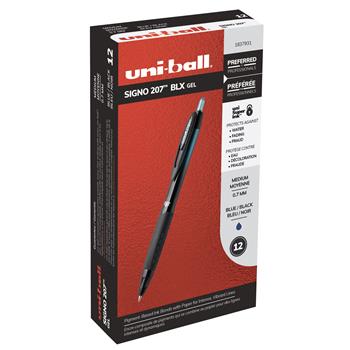 uni-ball 207 BLX Retractable Gel Pens, Medium Point, 0.7mm, Blue BLX Ink, 12 Count