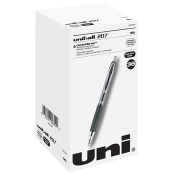 uni-ball 207 Retractable Gel Pens, Medium Point, 0.7mm, Black, 36/Box