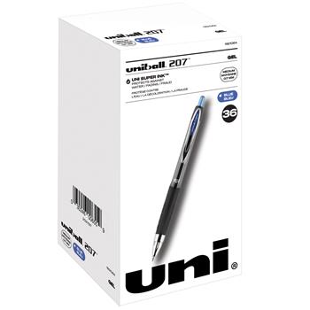 uni-ball 207 Retractable Gel Pens, Medium Point, 0.7mm, Blue, 36/Box