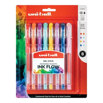 uni-ball Signo DX Gel Pens, Ultra Micro Point, 0.38mm, Assorted Colors, 8/Set