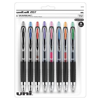 uni-ball 207 Retractable Gel Pens, Medium Point, 0.7mm, Assorted, 8/Set