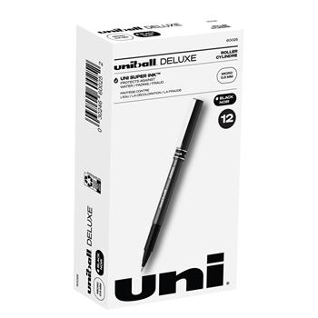 uni-ball Deluxe Rollerball Pens, Micro Point, 0.5mm, Black, 12 Count
