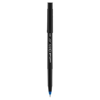 uni-ball Onyx Rollerball Pens, Micro Point, 0.5mm, Blue, 12 Count