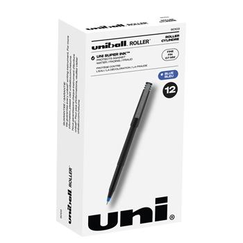 uni-ball Roller Rollerball Pens, Fine Point, 0.7mm, Blue, 12 Count