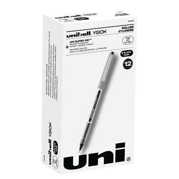 uni-ball Vision Rollerball Pens, Fine Point, 0.7mm, Black, 12 Count