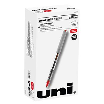 uni-ball Vision Rollerball Pens, Fine Point, 0.7mm, Red, 12 Count