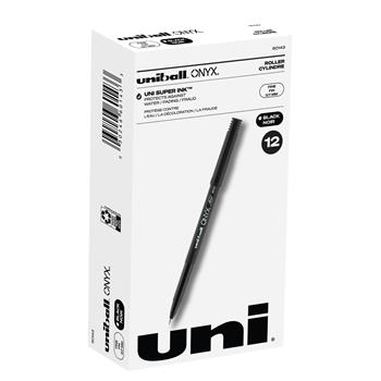 uni-ball Onyx Rollerball Pens, Fine Point, 0.7mm, Black, 12 Count