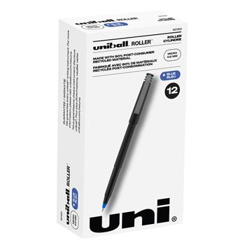 uni-ball Roller Rollerball Pens, Micro Point, 0.5mm, Blue, 12 Count