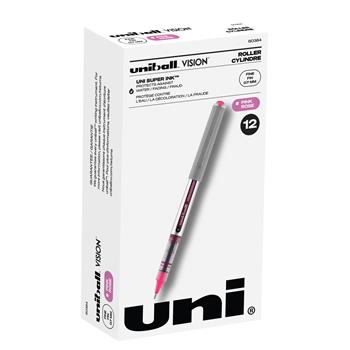 uni-ball Vision Designer Rollerball Pens, Fine Point, 0.7mm, Pink, 12 Count