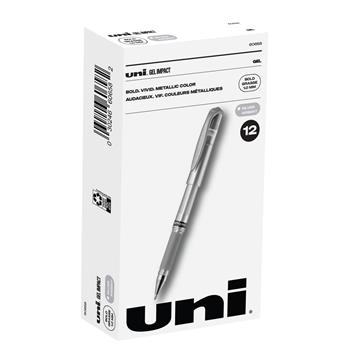 uni-ball Signo Gel Impact Pens, Bold Point, 1.0mm, Silver Metallic