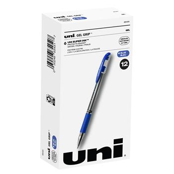uni-ball Gel Grip Gel Pens, Medium Point (0.7mm), Blue, 12 Count