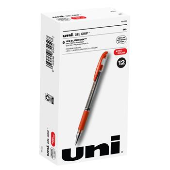 uni-ball Gel Grip Gel Pens, Medium Point, 0.7mm, Red, 12 Count