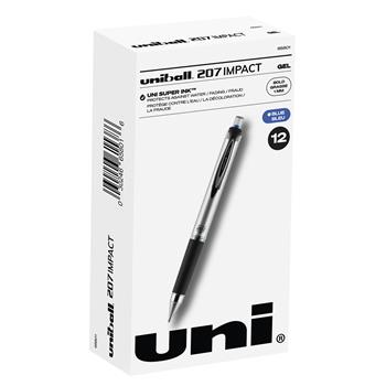 uni-ball 207 Impact Gel Pen Refills, Bold Point (1.0mm), Blue, 12 Count