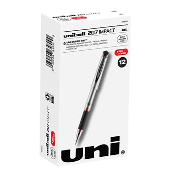 uni-ball 207 Impact Gel Pens, Bold Point, 1.0mm, Red, 12 Count