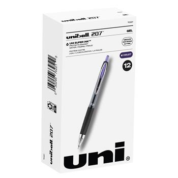 uni-ball 207 Retractable Gel Pens, Medium Point, 0.7mm, Violet, 12 Count
