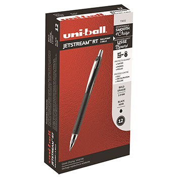 uni-ball Jetstream RT Ballpoint Pens, Medium Point (1.0mm), Black, 12 Count