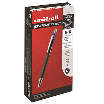 uni-ball Jetstream RT Ballpoint Pens, Medium Point (1.0mm), Blue, 12 Count