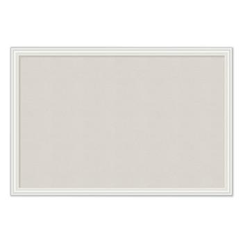 U Brands Linen Bulletin Board with Decor Frame, 30&quot; x 20&quot;, Natural Surface, White Frame