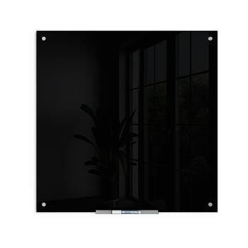 U Brands Glass Dry Erase Board, 35&quot; W x 35&quot; H, Black Tempered Glass Surface