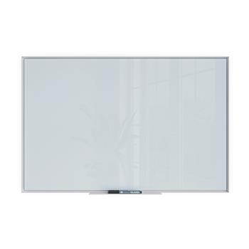 U Brands Glass Dry Erase Board, Only for use with High Energy Magnets, 23&quot; x 35&quot;, White Aluminum Frame, Frosted White Tempered Glass Surface