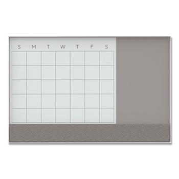 U Brands 3N1 Magnetic Glass Dry Erase Combo Board, 48&quot; x 36&quot;, Month View, White Surface and Frame