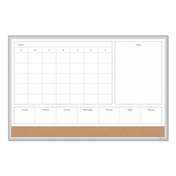 U Brands 4N1 Magnetic Dry Erase Combo Board, 36&quot; x 24&quot;, White/Natural