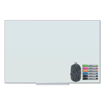 U Brands Floating Non-Magnetic Glass Dry-Erase Board with Eraser and Assorted Glass Markers, 36&quot; x 24&quot;, White