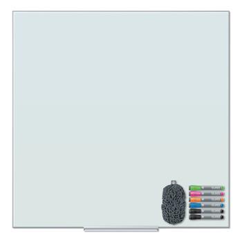 U Brands Floating Glass Dry Erase Board, 36&quot; x 36&quot;, White