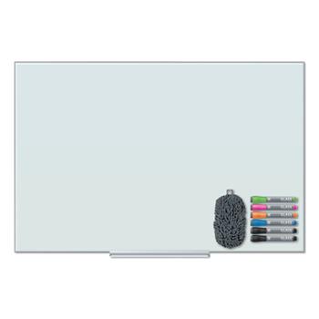 U Brands Floating Glass Dry Erase Board, 48&quot; x 36&quot;, White
