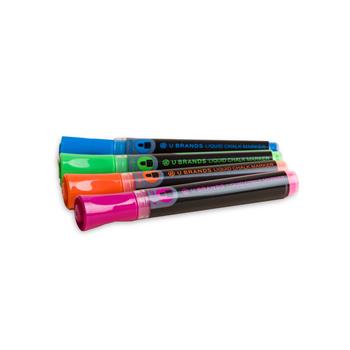 U Brands Liquid Chalk Markers, Medium Bullet Point, Assorted, 4/Pack