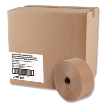 General Supply Reinforced Kraft Sealing Tape, 3&quot; x 375ft, Brown, 8/CT