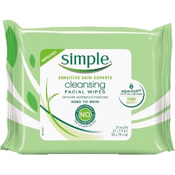 Simple&#174; Cleansing Facial Wipes, 25 wipes per pack, 6 Packs/Carton